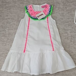 Isaac Mizrahi White Dress with Pink and Green Accents